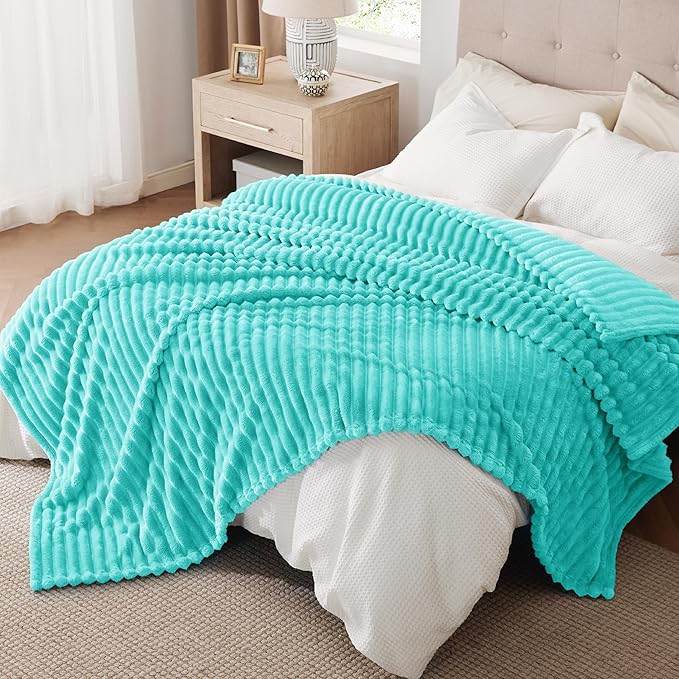 Bedsure GentleSoft Blue Full Blanket for Couch - Cozy Soft Blankets for Women, Cute Small Fleece Throws for Girls, Birthday Gifts for Women Decor Gifts for Mom, Blue Fog, 84x90 Inches