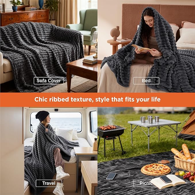 Bedsure GentleSoft Grey California King Size Blanket for Bed - Cozy Soft Blankets for Women, Cute Large Throws for Girls, 102x96 Inches