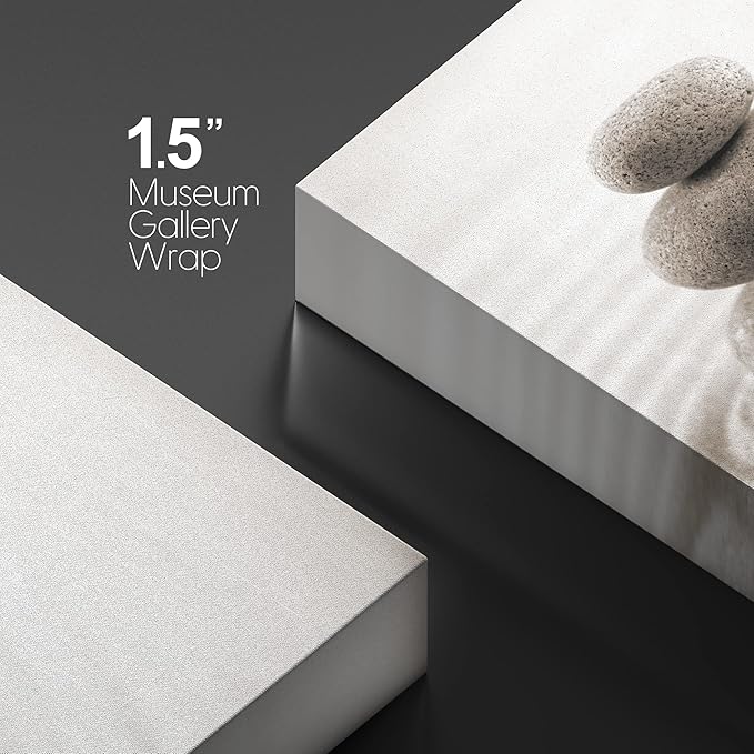 wall26 Canvas Print Wall Art Rock Stack On Gray Zen Sand Garden Floral Nature Photography Realism Bohemian Scenic Relax/Calm Cool for Living Room, Bedroom, Office - 16"x24"