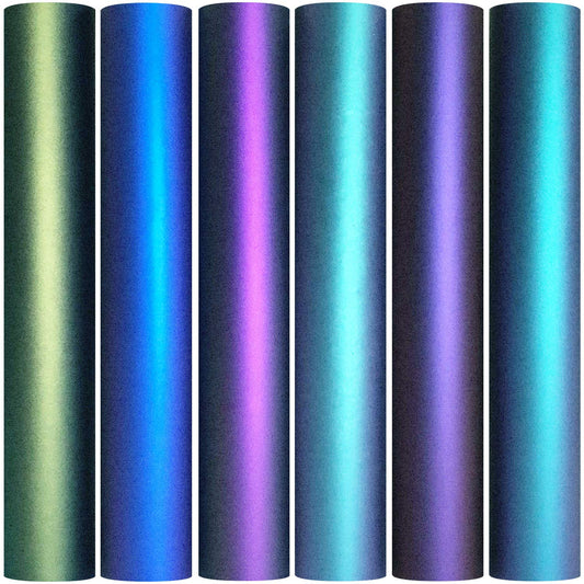 MiPremium Chameleon Heat Transfer Vinyl Iron On HTV Compatible with Cricut Air & Expression Silhouette Cameo & Other Cutters. Assorted Gradient Change Color Pack of 12 x 12" Inch (6 x Sheets)