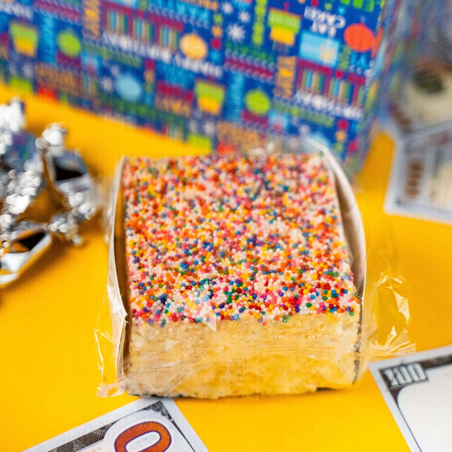 Birthday Billionaire Box by Send A Cake, Ready to Gift, No Assembly Required - with Music, Sweet Caramels & Delicious 3" Rainbow Sprinkle Dots Cake for Delivery - Gift for Women, Men, Sister, Mom, Dad, Best Friend, Adults, Kids
