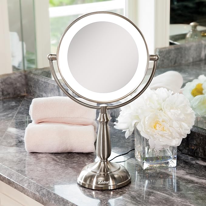Zadro 11" Makeup Mirror with Lights and Magnification Dimmable Touch LED Lighted Makeup Mirror with Magnification