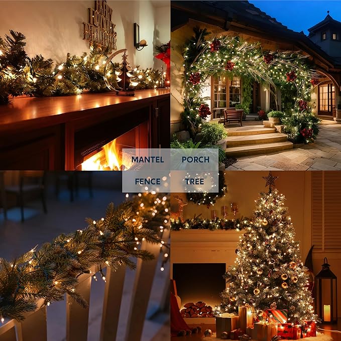 Joiedomi Clear Christmas String Lights Indoor,100 Count Mini Warm White Fairy Light,19.4 FT Lighting Decor for Patio Dorm Classroom Bedroom Holiday Wedding Party Garland Birthday Festival,Green Wire