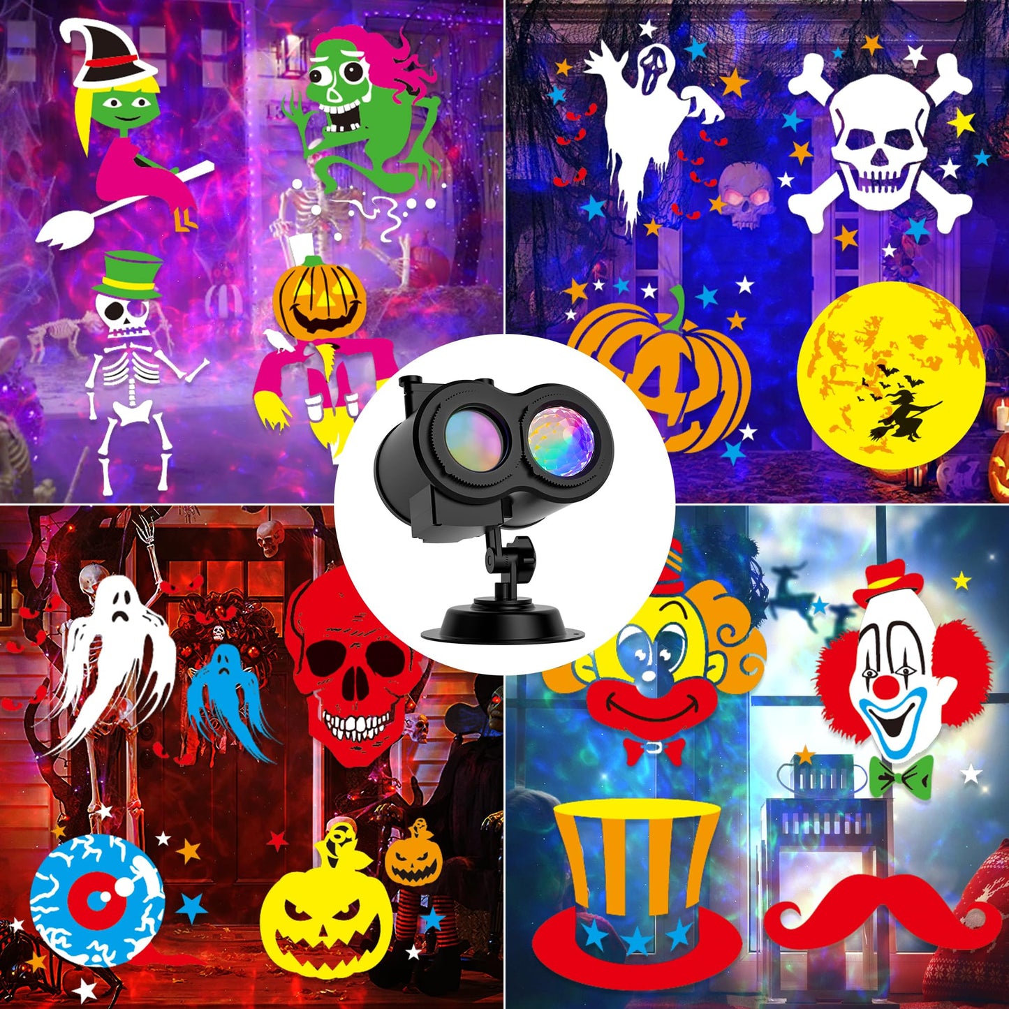 COOLWUFAN Halloween Christmas Projector Lights Outdoor, 2025 Upgrade 2-in-1 Holiday Projector Lights, 30 HD Effects (20 Slides) Projection Light for Xmas Halloween Party Garden Yard Decor