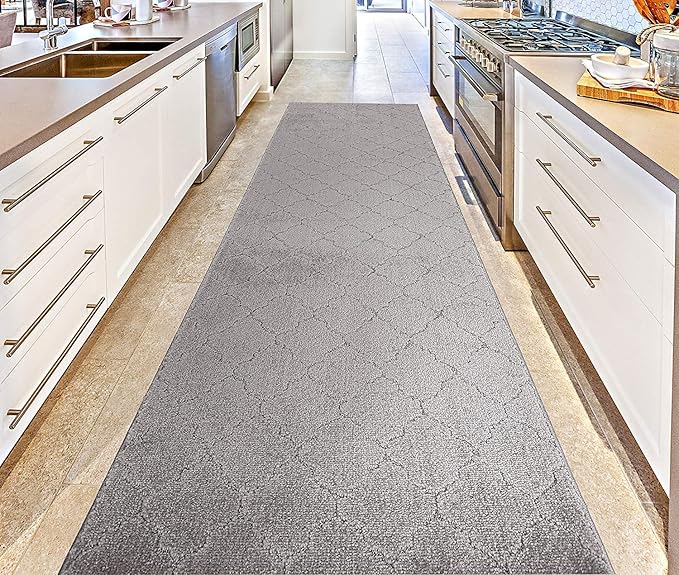 Custom Size Modern Runner Rug Carpet for Hallway Entryway Foyer Kitchen, Slip Resistant Latex Rubber Backed 31 inch Wide X Customized Length, Clouds Grey, 31 inch X 5 feet