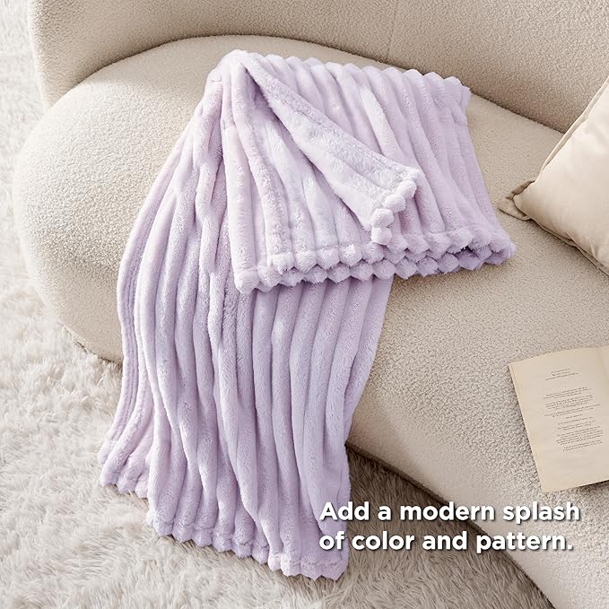 Bedsure GentleSoft Lavender Fog Fleece Blanket for Couch - Cozy Soft Blankets for Women, Cute Small Throws for Girls, 60x80 Inches