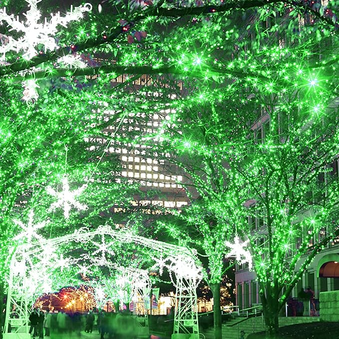 HOME LIGHTING 200 LED 66FT Christmas String Lights, St Patricks Day Fairy Lights with 8 Lighting Modes, String Mini Light Plug in for Indoor Outdoor Tree Garden Wedding Party Decoration, Green