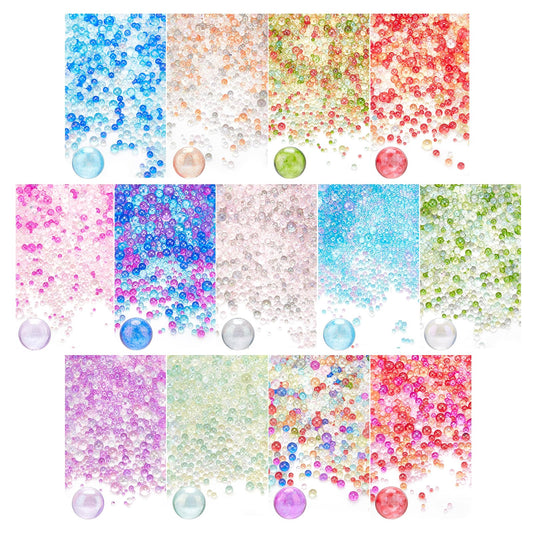 PH PandaHall 10000+ Resin Bubble Beads, 13 Color Mini Beads Iridescent Crystals Beads No Hole Mini Beads Glass Sand Beads for DIY Shaker Resin Mold Filler Jewelry Making UV Nail Decorations 0.7~3mm