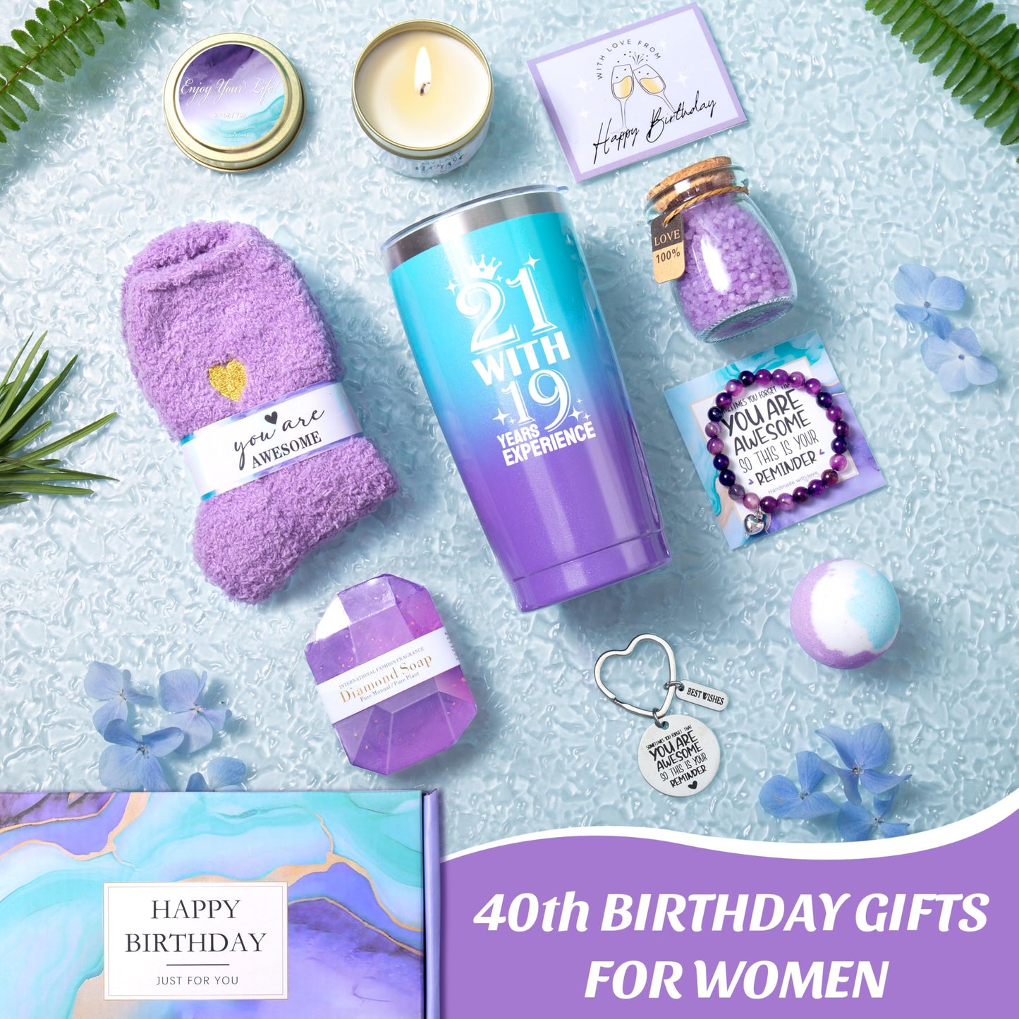 40th Birthday Gifts Women, 40 Year Old Birthday Gifts for Women, 40th Birthday Gifts for Women, 40th Female Birthday Gift Ideas for Her Mom Sister Friend Wife Coworker