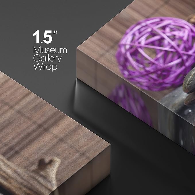 wall26 Canvas Print Wall Art Zen Stones with Purple Orchid and Calming Candles Nature Floral Photography Realism Rustic Colorful Multicolor Ultra for Living Room, Bedroom, Office - 12"x18"