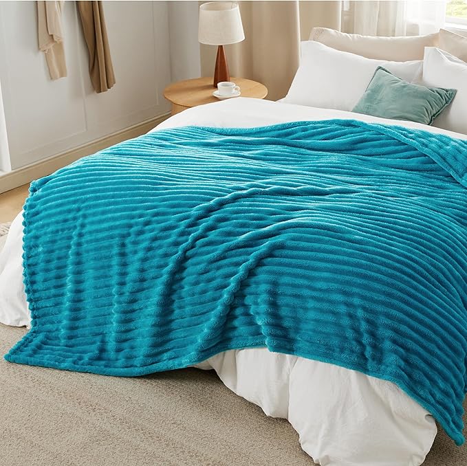 Bedsure GentleSoft Teal Fleece Blanket for Couch - Cozy Soft Blankets for Women, Cute Small Throws for Girls, 90x90 Inches