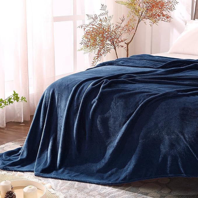 BEDELITE Fleece Blanket Twin Size Navy Blue Throw Blankets for Couch & Bed, Luxury Plush Cozy Fuzzy Blanket 60x80 inches, Super Soft Warm Lightweight Throw Blanket for Travel Camping