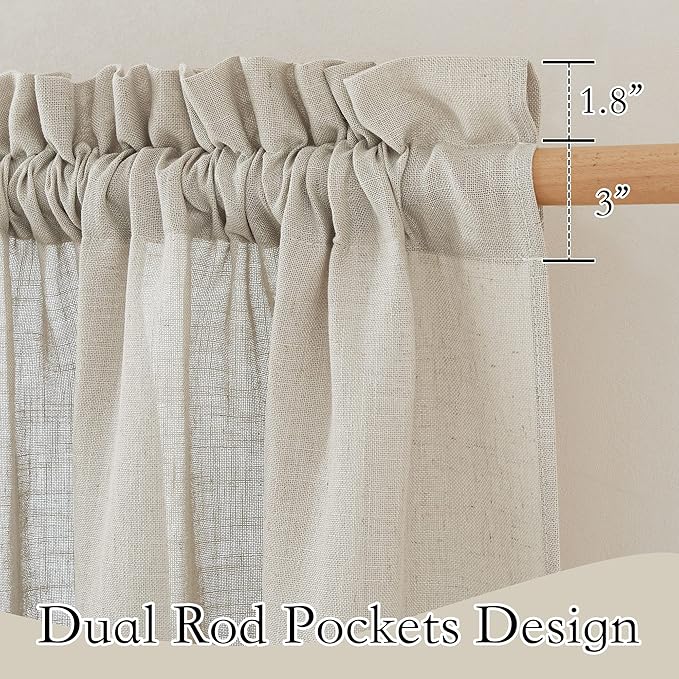 RYB HOME Angora Semi Sheer Curtains 95 inches Long, Light Filtering Half Privacy Window Curtains & Drapes for Office Dormitory High Traffic Area, W 34 x L 95 inches, 2 Panels Set