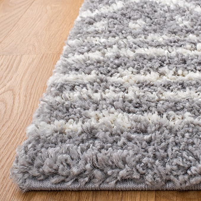 SAFAVIEH Arizona Shag Collection Area Rug - 5'1" x 7'6", Grey & Ivory, Moroccan Design, Non-Shedding & Easy Care, 1.6-inch Thick Ideal for High Traffic Areas in Living Room, Bedroom (ASG741G)