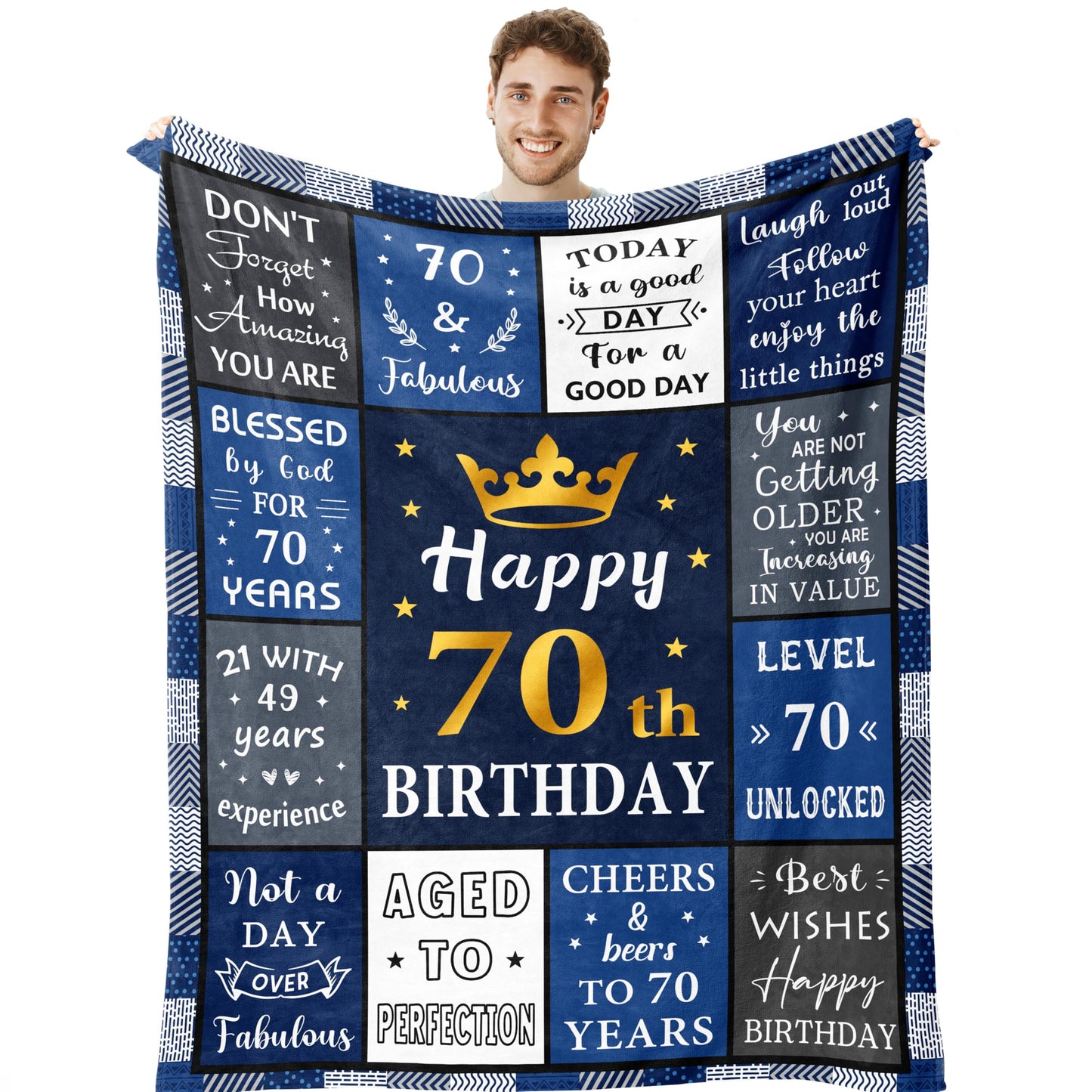 Puzopal 70th Birthday Gifts for Men, 70 Year Old Birthday Gifts for Men, 70th Mens Bday Gift Ideas, Best Gift for 70 Year Old Man Blanket 60"X50", 1955 Bday for Mens