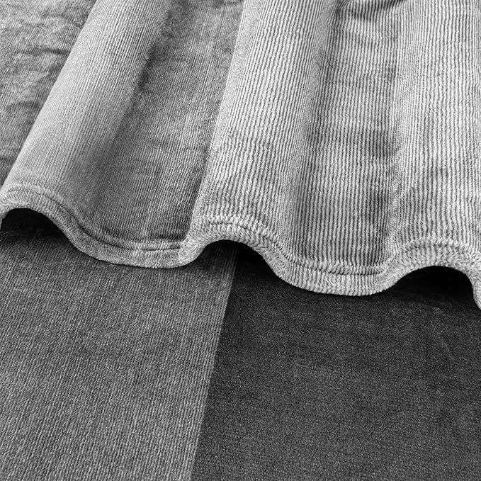 Pavilia Gray Ombre Fleece Blanket for Twin Size Bed, Soft, Lightweight, Cozy Microfiber Gift Decorative Blanket, 60x80