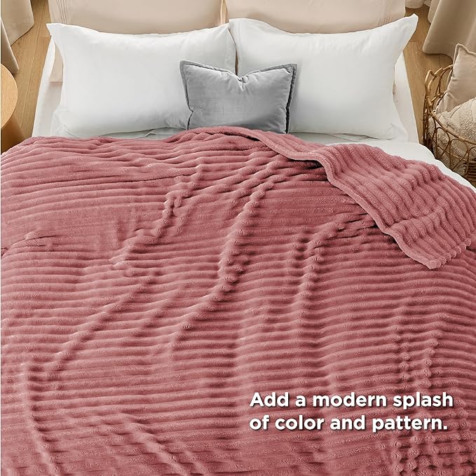 Bedsure GentleSoft Brick Dust Fleece King Blanket for Couch - Super Soft Cozy Blankets for Women, Cute Small Blanket for Girls, 108x90 Inches