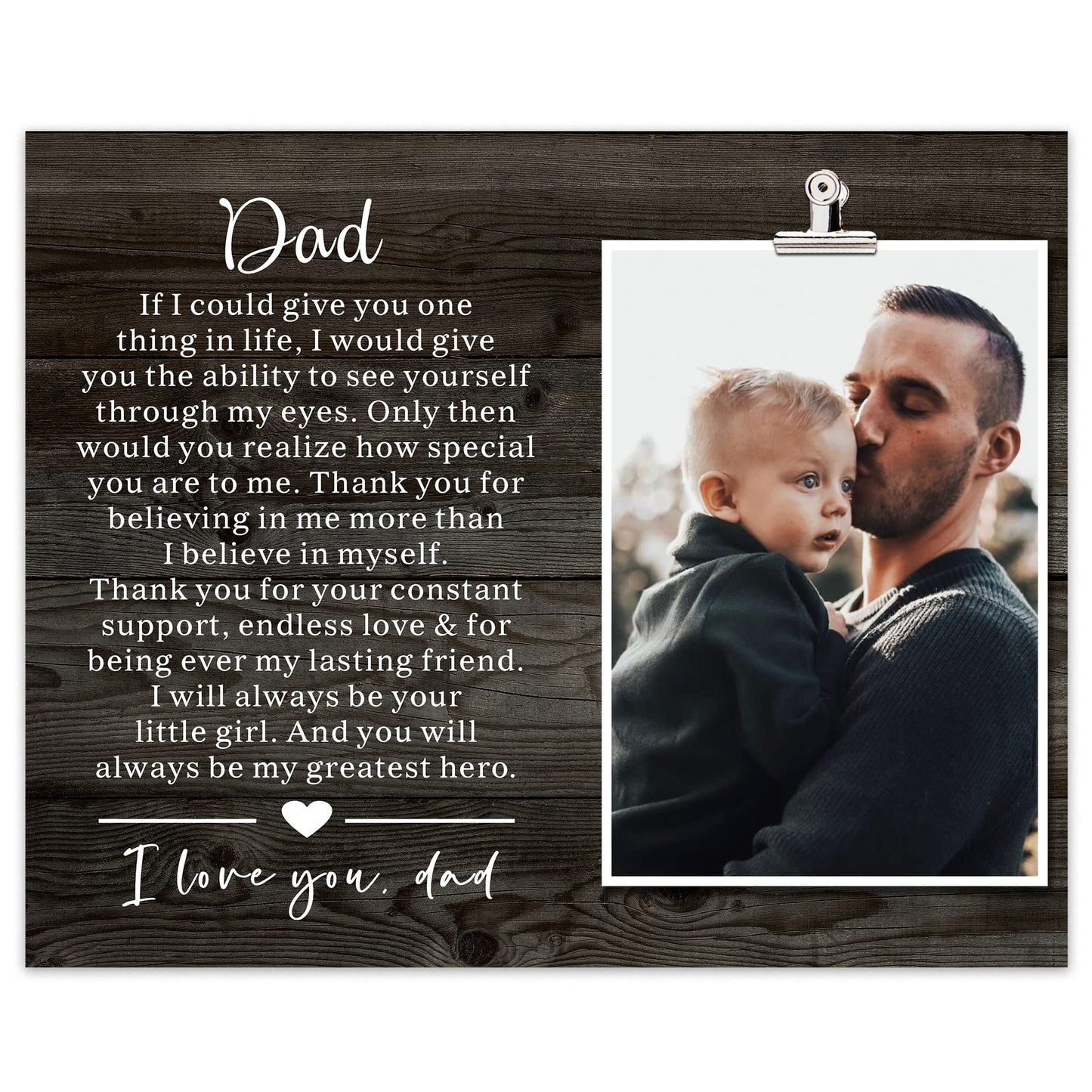Father's Day & Birthday Keepsake Picture Frame for Dad from Daughter and Son - Best Dad Gift for Christmas