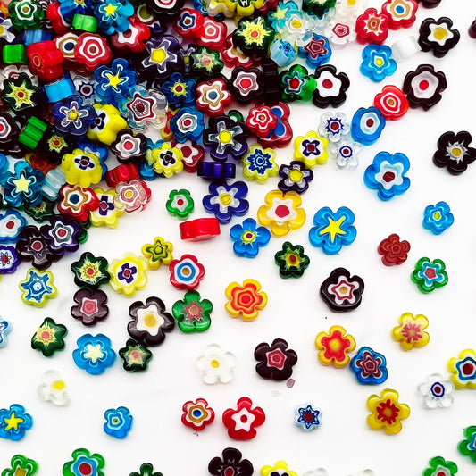 EDFLIFE FlaEDFLIFE Flat Glass Millefiori for Mosaic Making Supplies, Mosaic Tiles for Crafts with Assorted Flower Glass Tiles, Mosaic Kits for Adults DIY Decorations, No Hole (Flower Pattern)