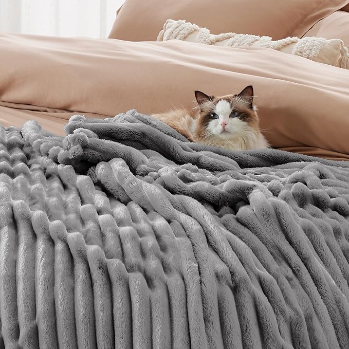 Bedsure GentleSoft Frost Gray California King Size Blanket for Couch - Cozy Soft Blankets for Women, Cute Small Fleece Throws for Girls, 102x96 Inches