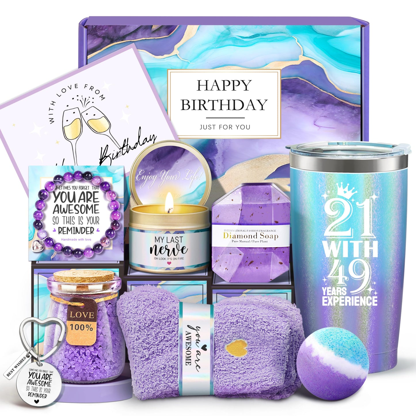 70th Birthday Gifts for Women, Gift for 70 Year Old Woman, Best Gifts for 21 with 49 Years Experience, Happy 70th Birthday Gifts BFF Friend Gifts for Her Mom Sister Friend Wife Coworker