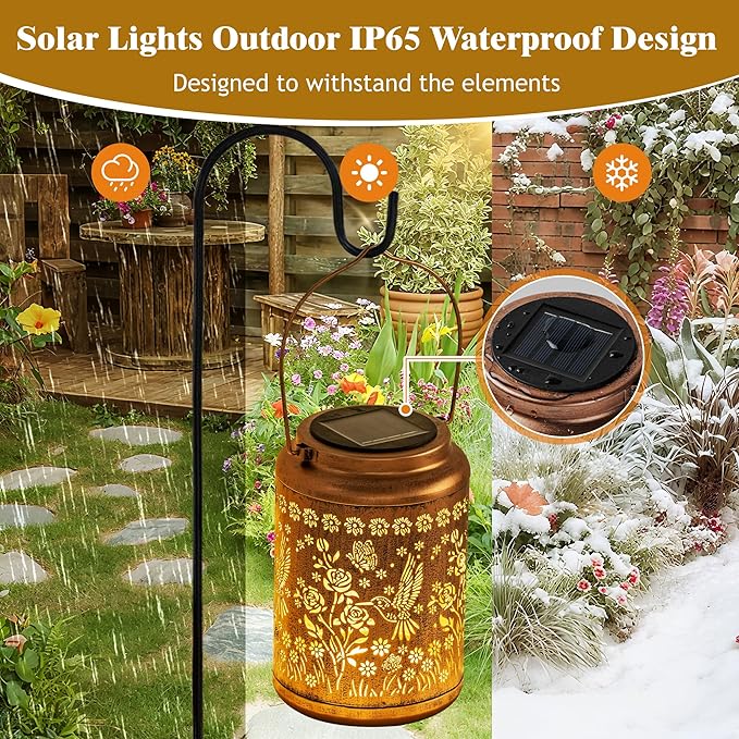 Birthday Gifts for Women Hummingbird Solar Lanterns Outdoor Waterproof,Outdoor Decorations for Party/Patio/Yard/Garden/Indoor