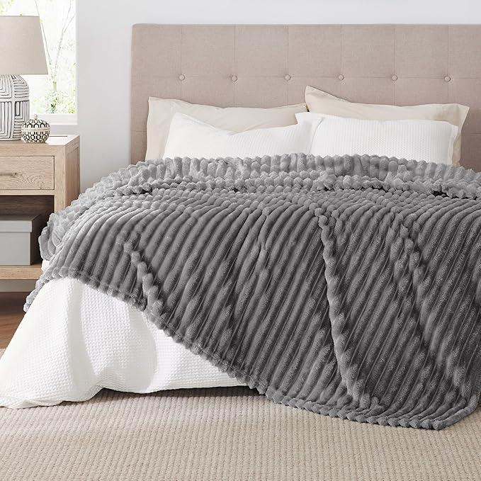 Bedsure GentleSoft Frost Gray Fleece Blanket for Couch - Cozy Soft Blankets for Women, Cute Small Throws for Girls, 108x90 Inches