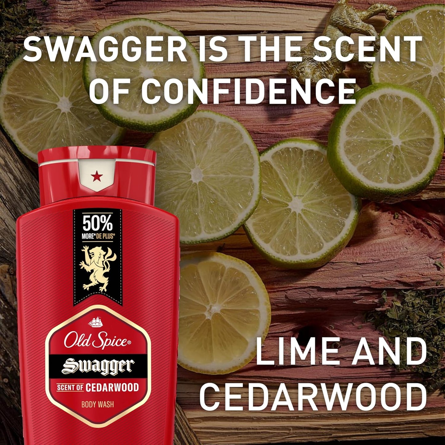 Old Spice Body Wash for Men, 24/7 Shower Fresh with Lasting Scent, Red Collection, Swagger with Cedarwood Scent, 24 fl oz (Pack of 2)