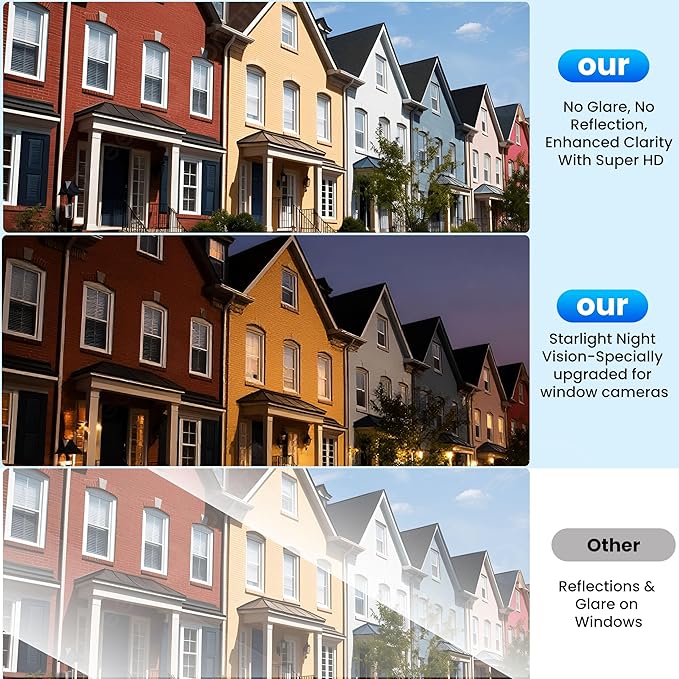 【2 Pack】 Window Cameras with 32GB SD Cards, 2K 3MP Indoor Cameras for Home Security, AI Starlight Color Night Vision, Easy Install & Use, 24/7 Recording, Support 5GHz & 2.4GHz WiFi