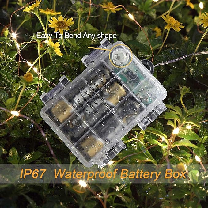33Ft String Lights Battery Operated with Remote Control Timer, 100LED 4 Pack Waterproof 8 Modes Copper Wire Twinkle Fairy Lights for Bedroom Indoor Outdoor Wedding Dorm Christmas Decorations