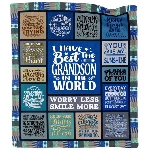 Dulkjio Grandson Gifts from Grandma Grandpa, Birthday Gifts for Grandson, Grandson Gifts from Grandparents, Fathers Day to My Grandson Gifts Throw Blanket 60"X50"