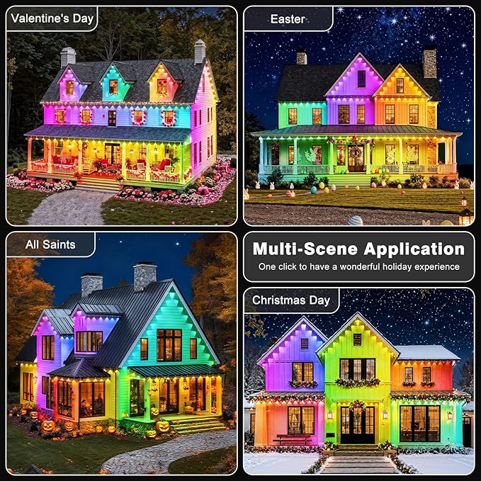 LITSOUL 300FT Permanent Outdoor Lights for House Waterproof, Smart RGB Eave LED Lighting with 16 Million Colors, IP67 Outdoor Strip Lights for Christmas Halloween Holiday Daily Decorations (90m/300ft)