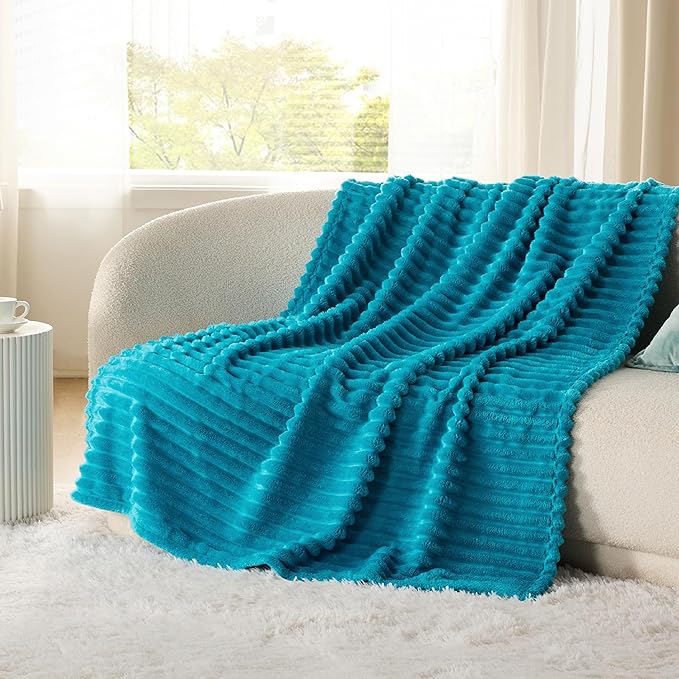 Bedsure Teal Fleece Blanket for Couch - Super Soft Cozy Twin Blankets for Women, Cute Small Throws for Girls, 60x80 Inches