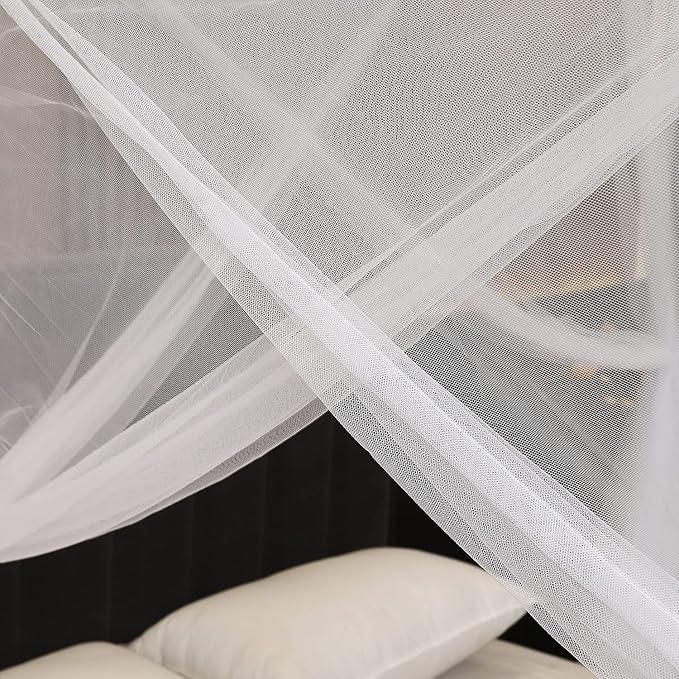Mengersi Bed Canopy for Full Queen King Size Bed,Canopy Bed Curtains Elegant Mosquito Net,Mosquito Netting for Camping Patio Indoor Outdoor Bug Net,White