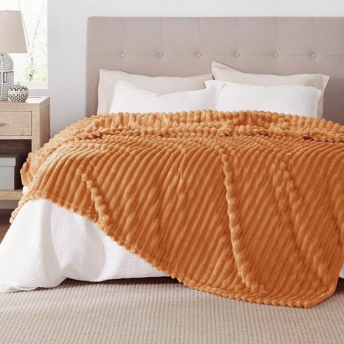 Bedsure GentleSoft King Blanket for Couch - Cozy Soft Fall Blankets for Women, Cute Large Throws for Girls, Orange, 108x90 Inches