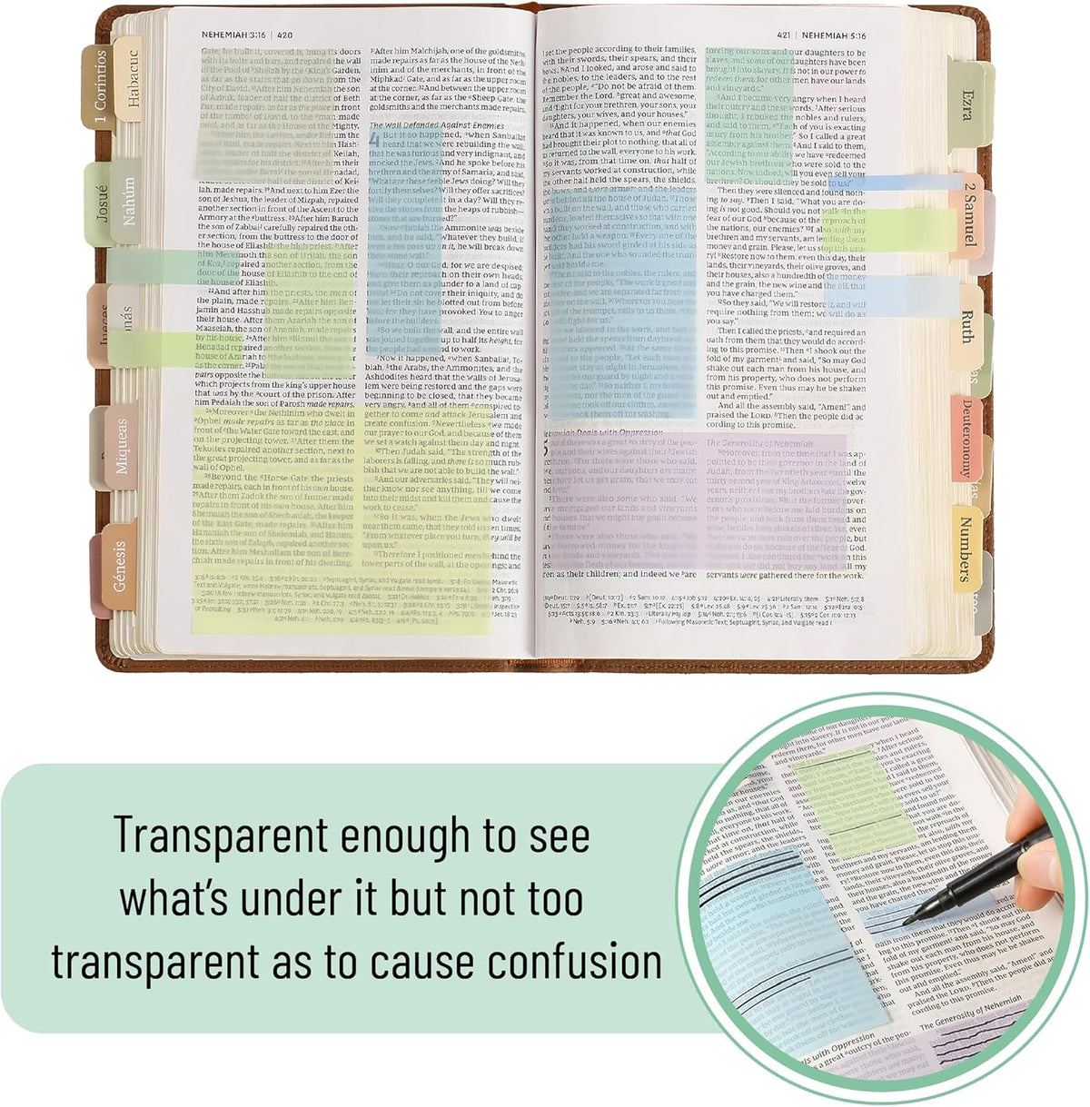 Mr. Pen- Transparent Sticky Note Set, 1650 Sheets, Pastel Colors, Tabs, Dividers, Translucent Planner Notes