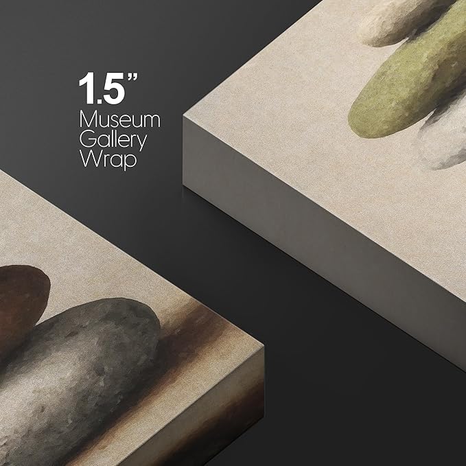 wall26 Canvas Print Wall Art Stacked Zen Stones in Rain Tranquil Nature Photography Realism Rustic Colorful Multicolor for Living Room, Bedroom, Bathroom - 24"x36"