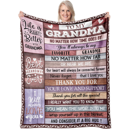 Keeinow Grandma Gifts, Grandma Birthday Gifts, Great Gift for Grandmas from Granddaughter, Happy Mothers Day for Grandmas Throw Blanket 50"x60"