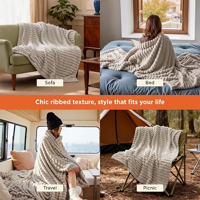 Bedsure GentleSoft Twin XL Blanket for Couch - Cozy Soft Blankets for Women, Cute Small Fleece Throws for Girls, Linen, 66x90 Inches