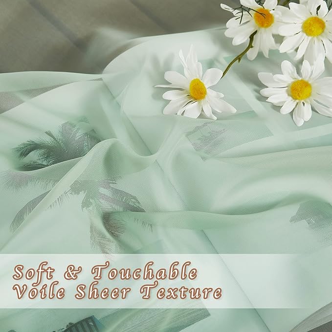 NICETOWN Sage Green Sheer Curtains 54 inch Length, Grommet Voile Sheer Lightweight & Airy Window Treatment with Light Filtering for Kitchen/Nursery, W54 x L54, 2 Panels