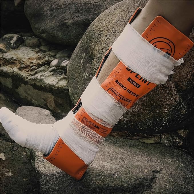 RHINO RESCUE First Aid Splint 36" X 4.3" Orange-Gray, Keep Bones in Position (4, Folded)