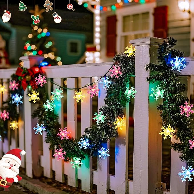 JMEXSUSS Solar Snowflake Lights Outdoor Waterproof, 30.6FT 50 LED Solar String Lights, 8 Modes Christmas Light for Outside Garden Patio Yard Decorations