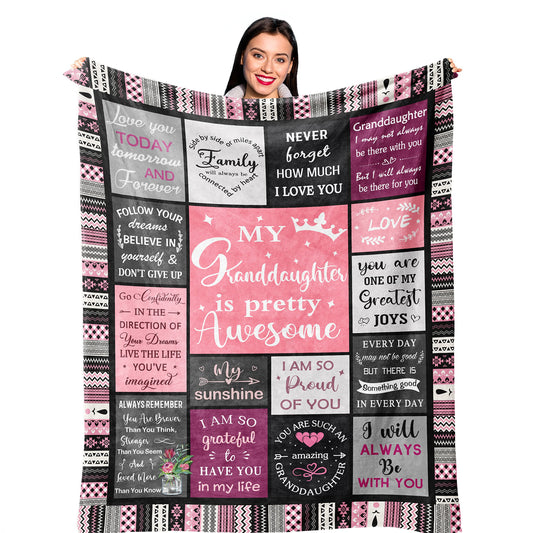 Ruvinzo Granddaughter Gifts from Grandma, Gift for Granddaughters, Granddaughter Present, Grand-Daughter Birthday Gifts Ideas, Grand-Daughter Blanket 60” x 50”