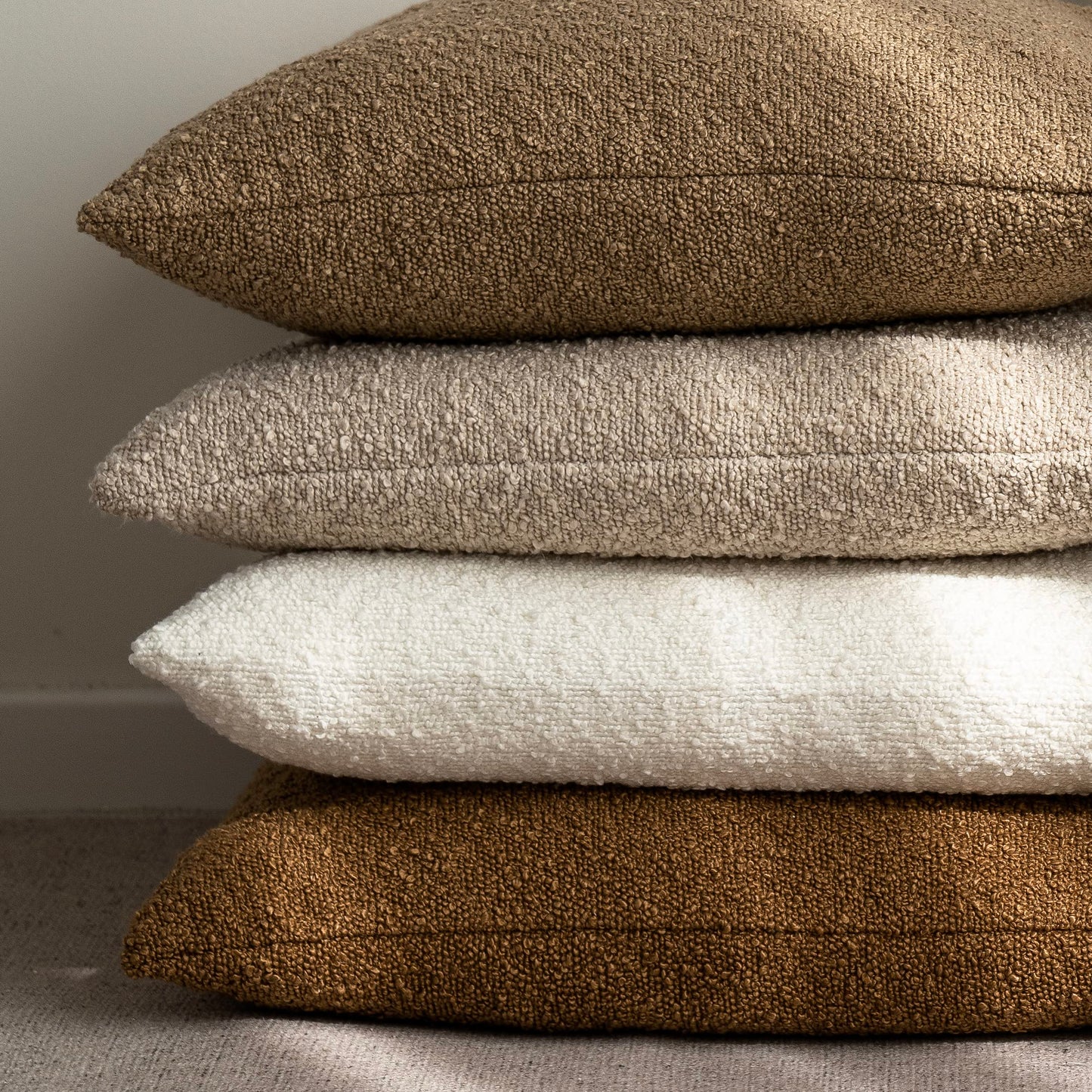 Foindtower Pack of 2 Textured Boucle Throw Pillow Covers Accent Solid Pillow Cases Cozy Soft Decorative Couch Cushion Case for Chair Sofa Bedroom Living Room Home Decor, 18 x 18 Inch,White