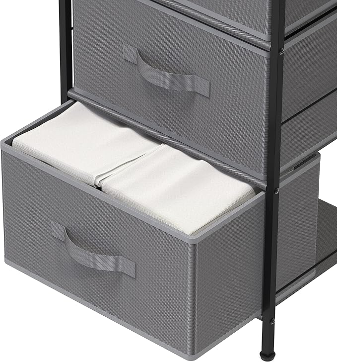 Simple Houseware 3 Drawer Nightstand Dresser with Wood Top, Dark Grey