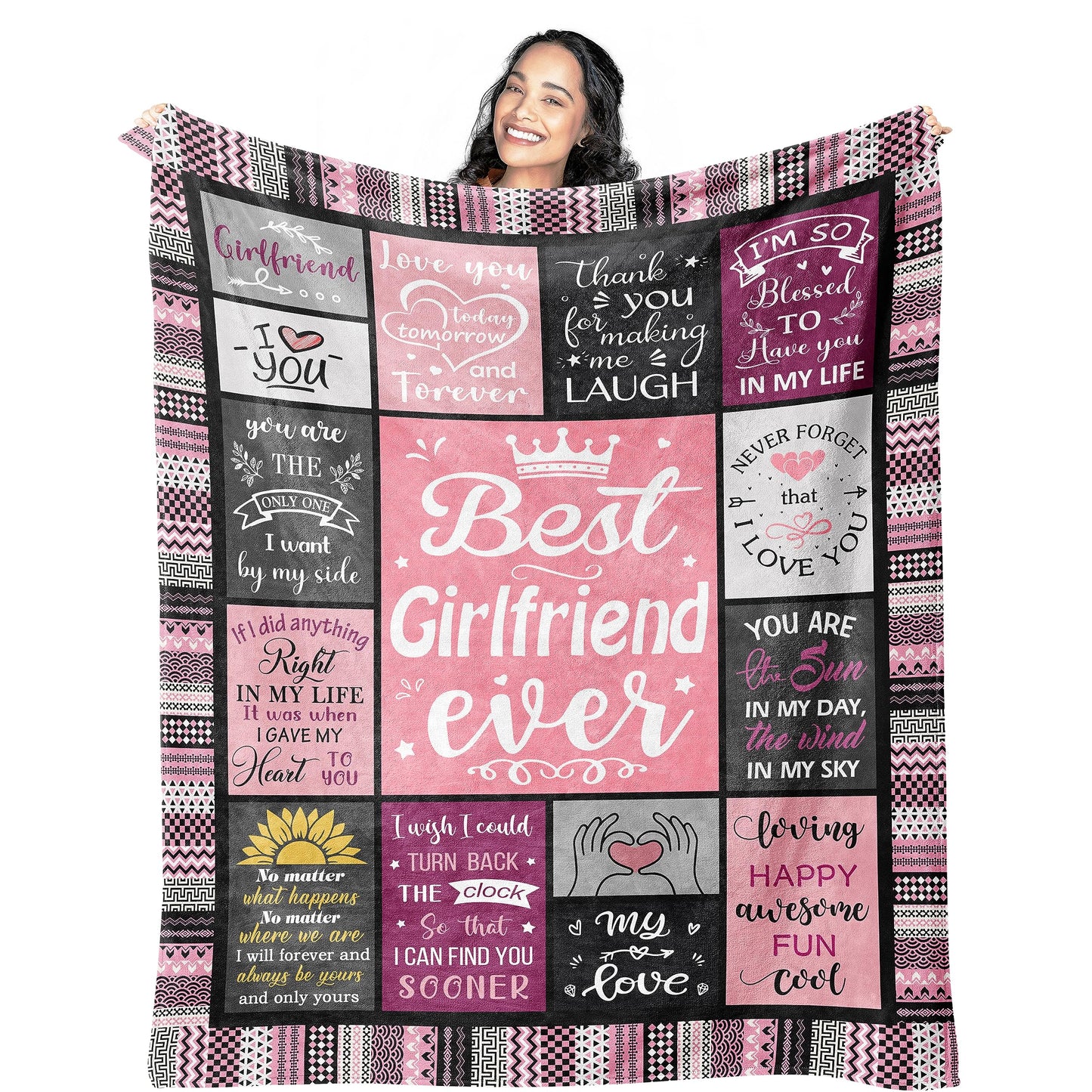 Mcurore Gifts for Girlfriend Blanket 60"x50", Girlfriend Birthday Gifts for Women, Gift for Girlfriends Unique, Cute Birthday Christmas Anniversary Romantic Blanket for Girlfriends