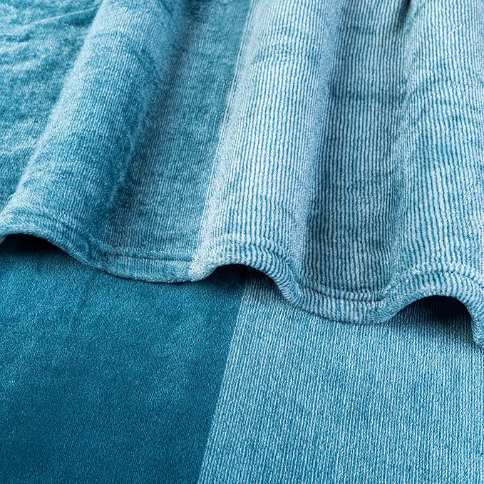 Pavilia Blue Ombre Fleece Blanket for Twin Size Bed, Soft & Cozy Microfiber Gift Decorative Blanket, 60x80