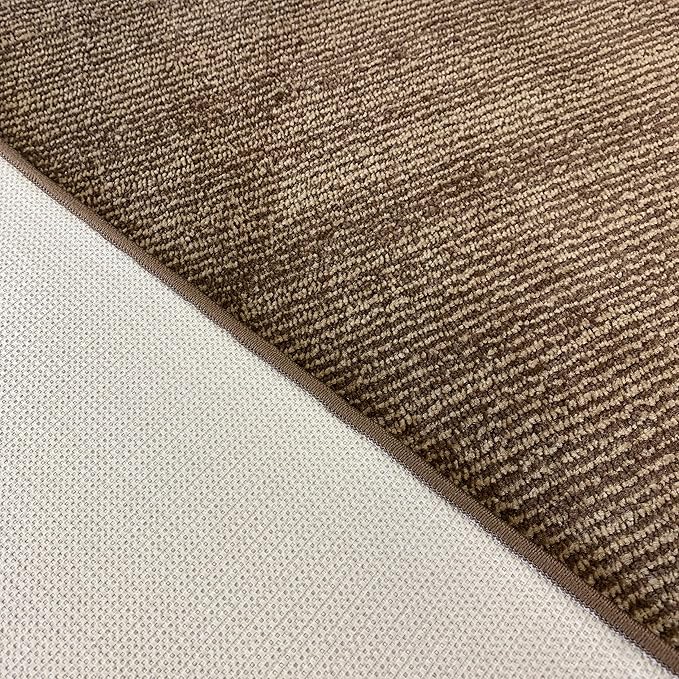 Custom Length Cut to Size Wide Width Carpet Runner Rug for Hallways, Slip Resistant Latex Rubber Backed, 31 inch Wide X Customized Length, Stripe Brown, 31 inch X 10 feet