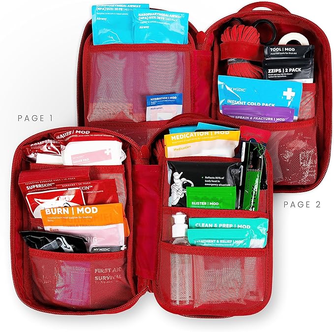 MY MEDIC MyFAK PRO Ifak First Aid Kit - 140 Life Saving Trauma and Medical Items - HSA FSA Eligible Survival Kit for Camping or Your Car - RED